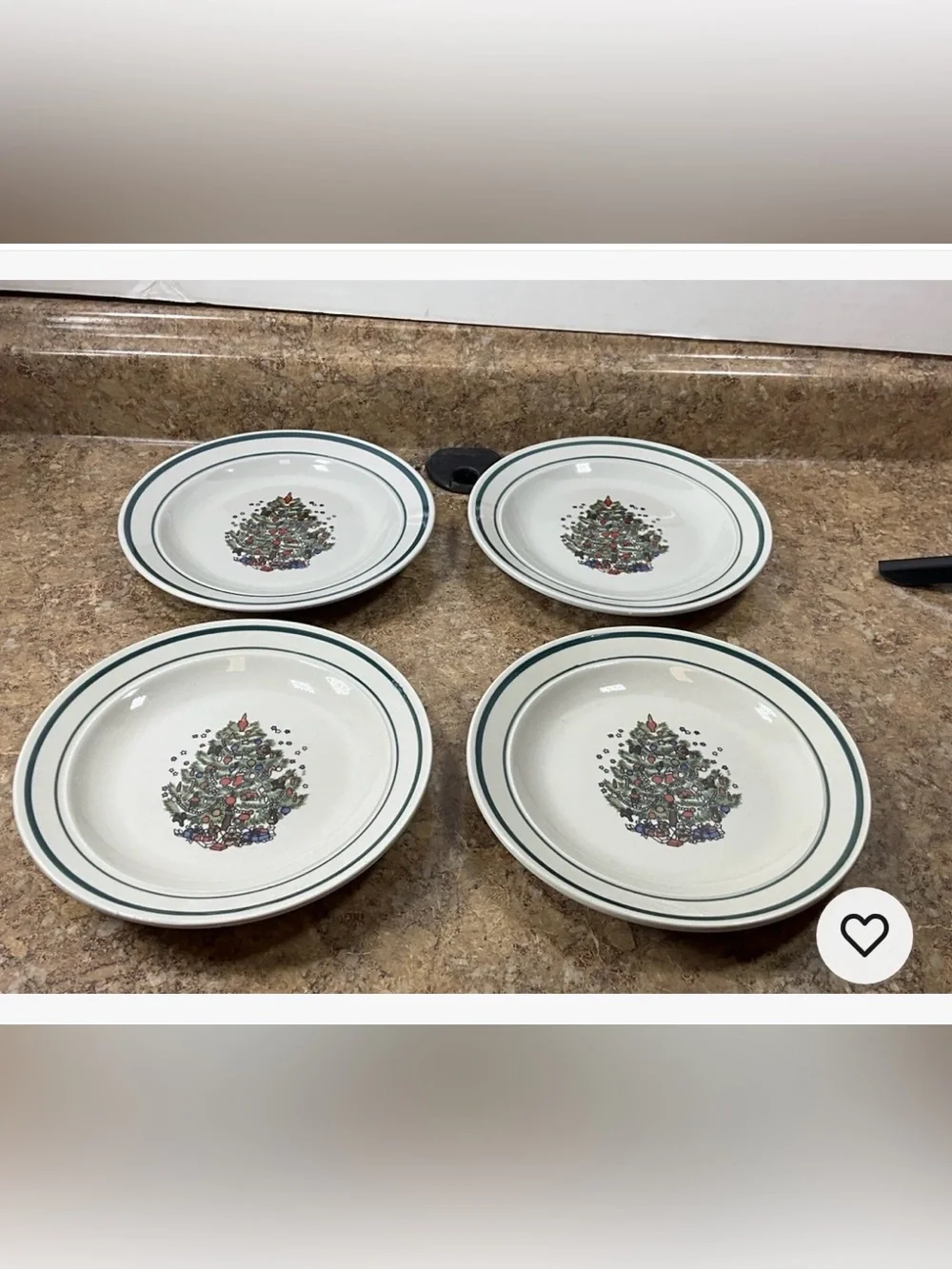 Set off 4 Rare STONEWARE CHINA Christmas 10” Tree Plate
